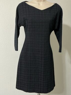 Theory Meren Verlan Jacquard Dress Navy Sheath Size Small